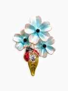 Брошь «Цветы сирени с божьей коровкой», цветная в золоте - Фото 1