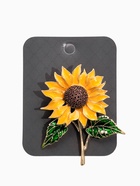 Брошь «Цветок Подсолнуха», жёлто-зелёная в золоте - Фото 4