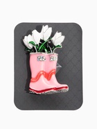 Брошь «Цветы Тюльпанов в Сапогах», бело-розовая в серебре - фото 809255059