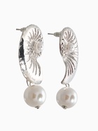 Серьги жемчуг «Ракушка», белые в серебре - фото 809255069