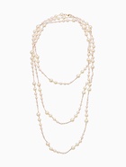 Бусы жемчужные, длинные, d=3.4, 5.6, 8.10, белые в золоте - Фото 1