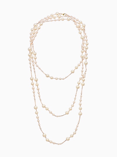 Бусы жемчужные, длинные, d=3.4, 5.6, 8.10, белые в золоте