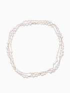 Бусы жемчужные, длинные, d=3.4, 5.6, 8.10, белые в золоте - Фото 8