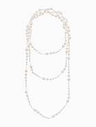 Бусы жемчужные, длинные, d=3.4, 5.6, 8.10, белые в серебре - Фото 1