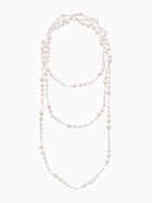 Бусы жемчужные, длинные, d=3.4, 5.6, 8.10, белые в серебре - Фото 1