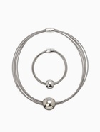 Набор 2 предмета: колье, браслет «Бусина на нитях», цвет серебро - Фото 1