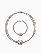 Набор 2 предмета: колье, браслет «Бусина на нитях», цвет серебро - Фото 2