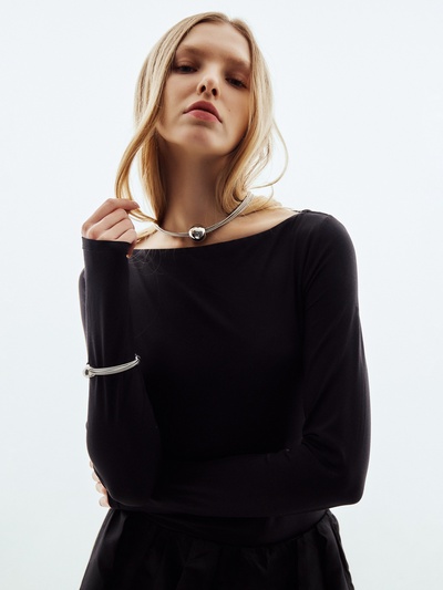 Набор 2 предмета: колье, браслет «Бусина на нитях», цвет серебро