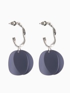 Серьги «Лепесточки на кольце», серые в серебре - Фото 1