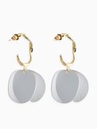 Серьги «Лепесточки на кольце», белые в золоте - Фото 1