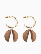 Серьги «Лепесточки на кольце», коричневые в золоте - Фото 1