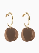 Серьги «Лепесточки на кольце», коричневые в золоте - Фото 2