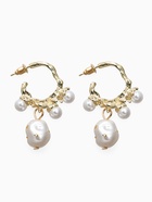 Серьги-кольца с жемчугом «Бусинки в крапинку», белые в золоте - фото 809255156