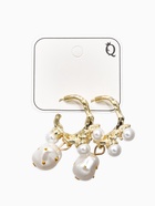 Серьги-кольца с жемчугом «Бусинки в крапинку», белые в золоте - фото 809255157