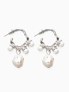 Серьги-кольца с жемчугом «Бусинки в крапинку», белые в серебре - фото 809255159