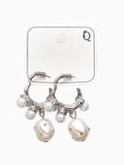 Серьги-кольца с жемчугом «Бусинки в крапинку», белые в серебре - фото 809255160