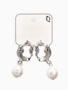 Серьги жемчуг «Капелька» мятый металл, белые в серебре - фото 809255166