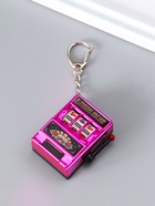 Брелок для ключей на карабине «Игровой автомат - казино», фуксия, крутится барабан, 2.7×3.4×5 см - фото 809255174
