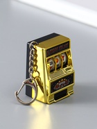 Брелок для ключей на карабине «Игровой автомат - казино», золото, крутится барабан, 2.7×3.4×5 см - фото 809255177