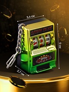 Брелок - обвес на сумку для ключей на карабине «Игровой автомат - казино», зелёно-золотой, крутится барабан, 2.7×3.4×5 см - Фото 2
