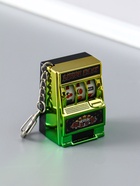 Брелок для ключей на карабине «Игровой автомат - казино», зелёно-золотой, крутится барабан, 2.7×3.4×5 см - фото 809255182