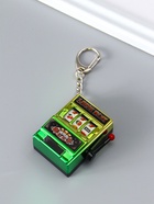 Брелок для ключей на карабине «Игровой автомат - казино», зелёно-золотой, крутится барабан, 2.7×3.4×5 см - фото 809255184