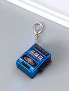 Брелок для ключей на карабине «Игровой автомат - казино», синий, крутится барабан, 2.7×3.4×5 см - фото 809255189