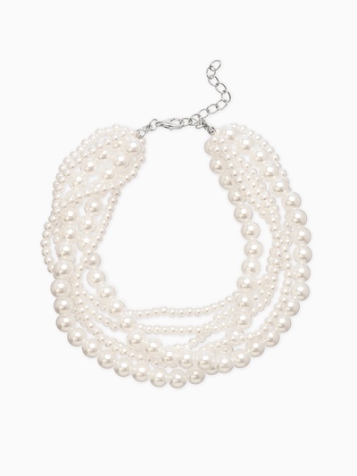 Обвес на штаны «Бусины жемчужные», 25 см, белый в серебре