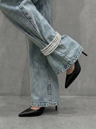 Обвес на штаны «Бусины жемчужные», 25 см, белый в серебре