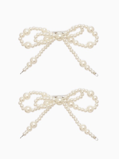 Обвес на штаны «Бантики», на булавке, набор 2 шт. белый в серебре