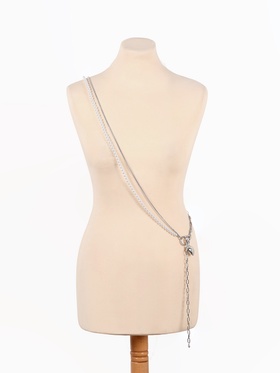 Бодичейн женская «Сердце на цепочке», с бусинами, 135 см, белый в серебре
