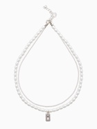 Колье жемчужное «Рис» 2 нити, 45 см, белое в серебре - Фото 1