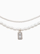 Колье жемчужное «Рис» 2 нити, 45 см, белое в серебре - фото 809255257