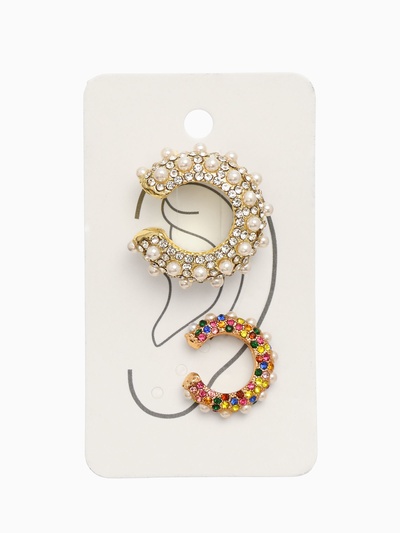 Серьги кафф «Бублики», набор 2 шт. цветные