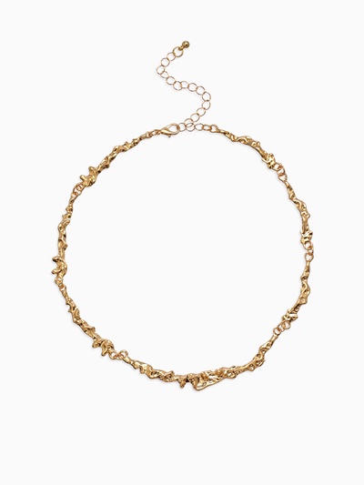 Колье «Мятое» тонкое, 35 см, цвет золото