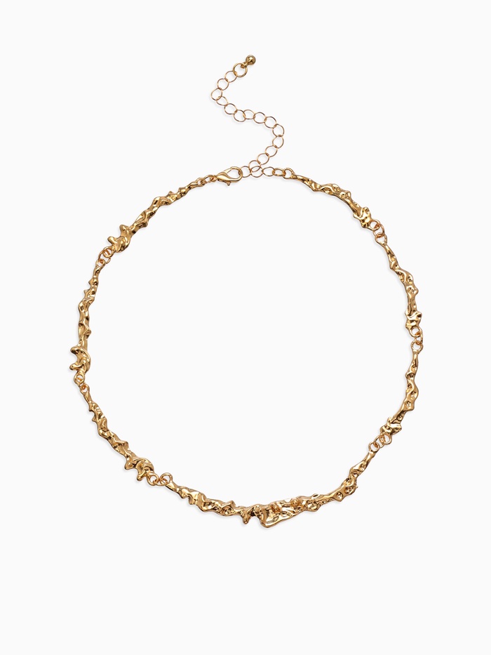 Колье «Мятое» тонкое, 35 см, цвет золото - Фото 1