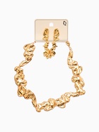 Набор 2 предмета: серьги, колье «Мятое», 35 см, серьги 6 см, цвет золото - Фото 8