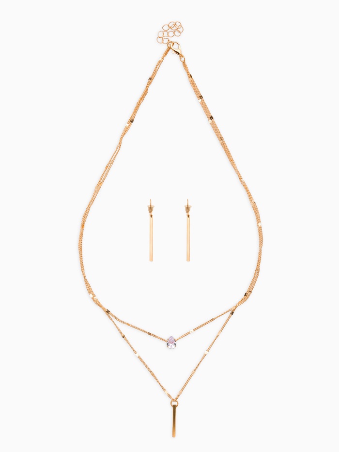 Набор 2 предмета: серьги, колье «Минимализм», 45 и 55 см, белый в золоте - Фото 1