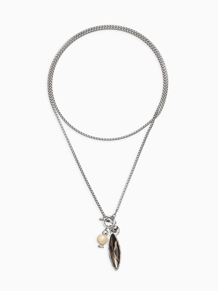 Кулон на цепочке «Стиль. Эллипс», серый в серебре - Фото 1