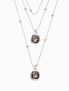 Колье 3 ярусы «Легкий стиль» квадрат, серое в серебре - Фото 2