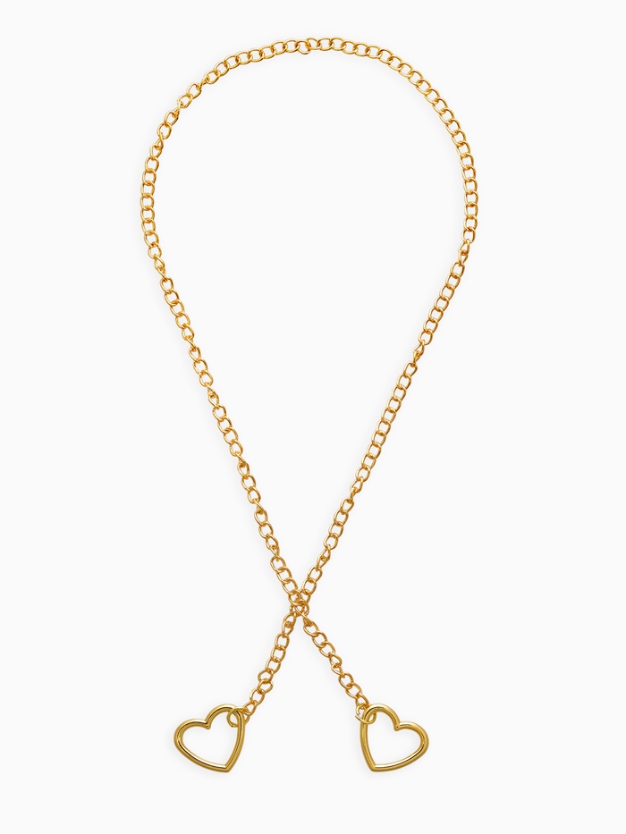 Цепочка на шею «Два сердца», затяжка, цвет золото - Фото 1