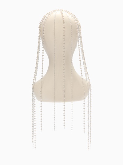 Украшение для волос «Паутина», 50 см, белое в серебре