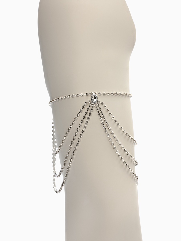 Бодичейн на бедро со стразами «Шахерезада», белая в серебре - Фото 1