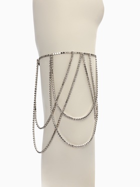 Бодичейн на бедро со стразами «Ярусы», белая в серебре