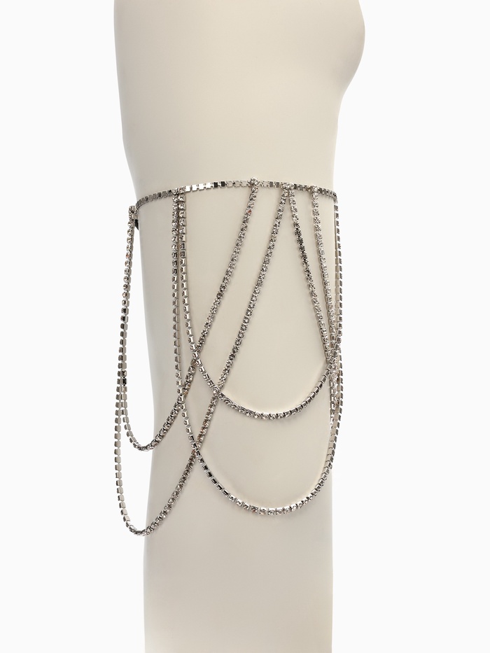 Бодичейн на бедро со стразами «Ярусы», белая в серебре - Фото 1