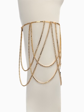 Бодичейн на бедро со стразами «Ярусы», белая в золоте