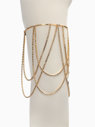 Бодичейн на бедро со стразами «Ярусы», белая в золоте