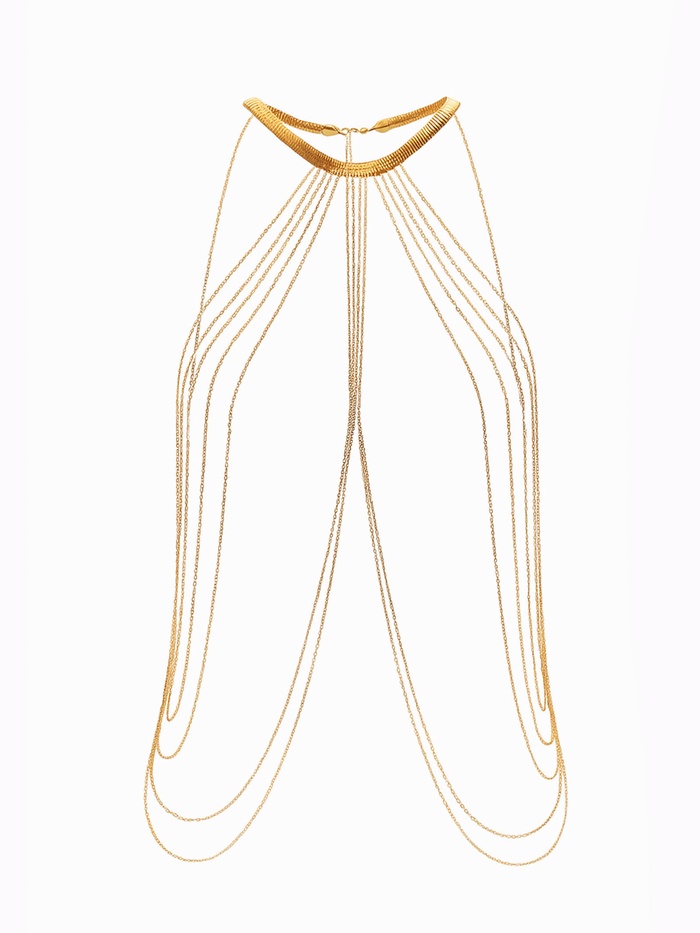Бодичейн на тело, цепочки, 55 см, цвет золото