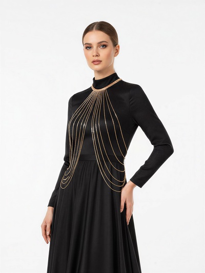 Бодичейн на тело, цепочки, 55 см, цвет золото