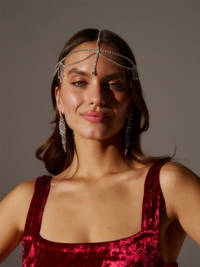 Украшение для волос «Богема», белое в серебре